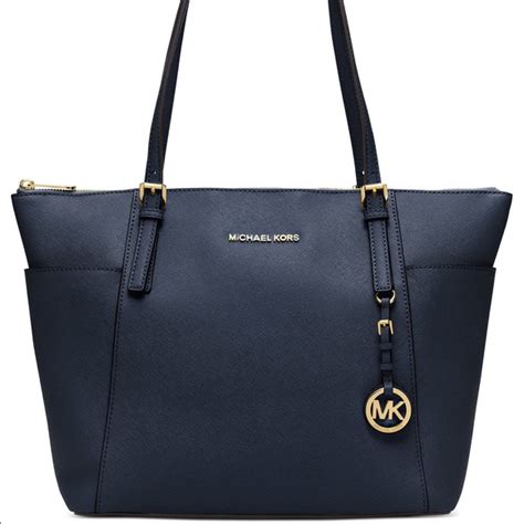 michael kors navy tote handbag|Michael Kors royal blue handbag.